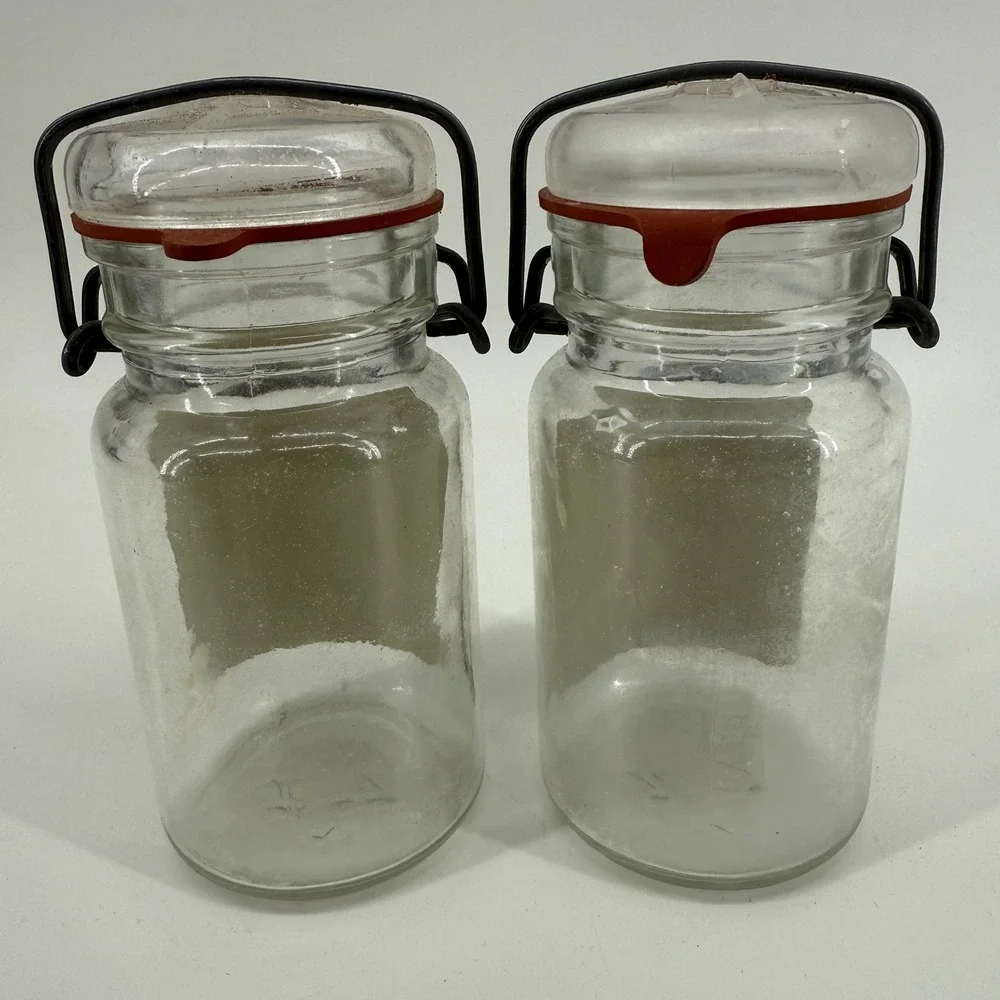 Vintage Olde Fashion Red Hot Cinnamon Candy Jars Lot of 2 Apothecary Style